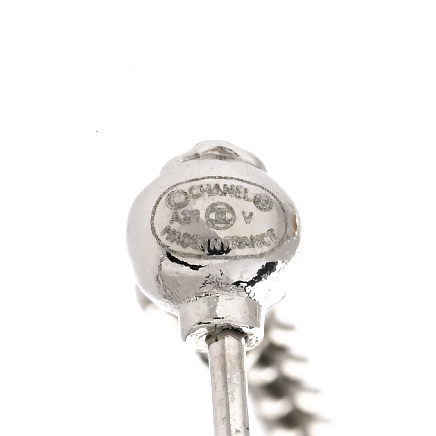 Chanel Baguette Crystal CC Drop Earrings Silver 4 of 5