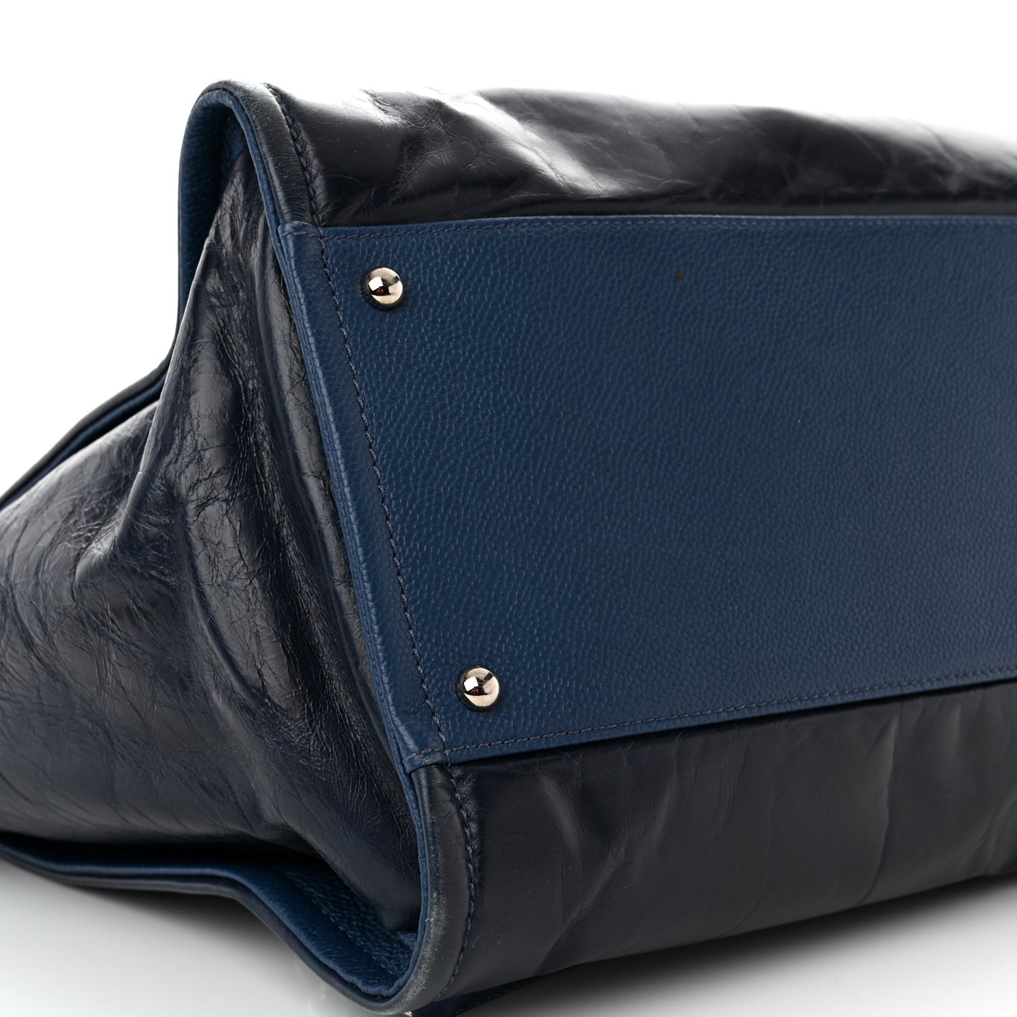 Glazed Calfskin Large Deauville Tote Blue