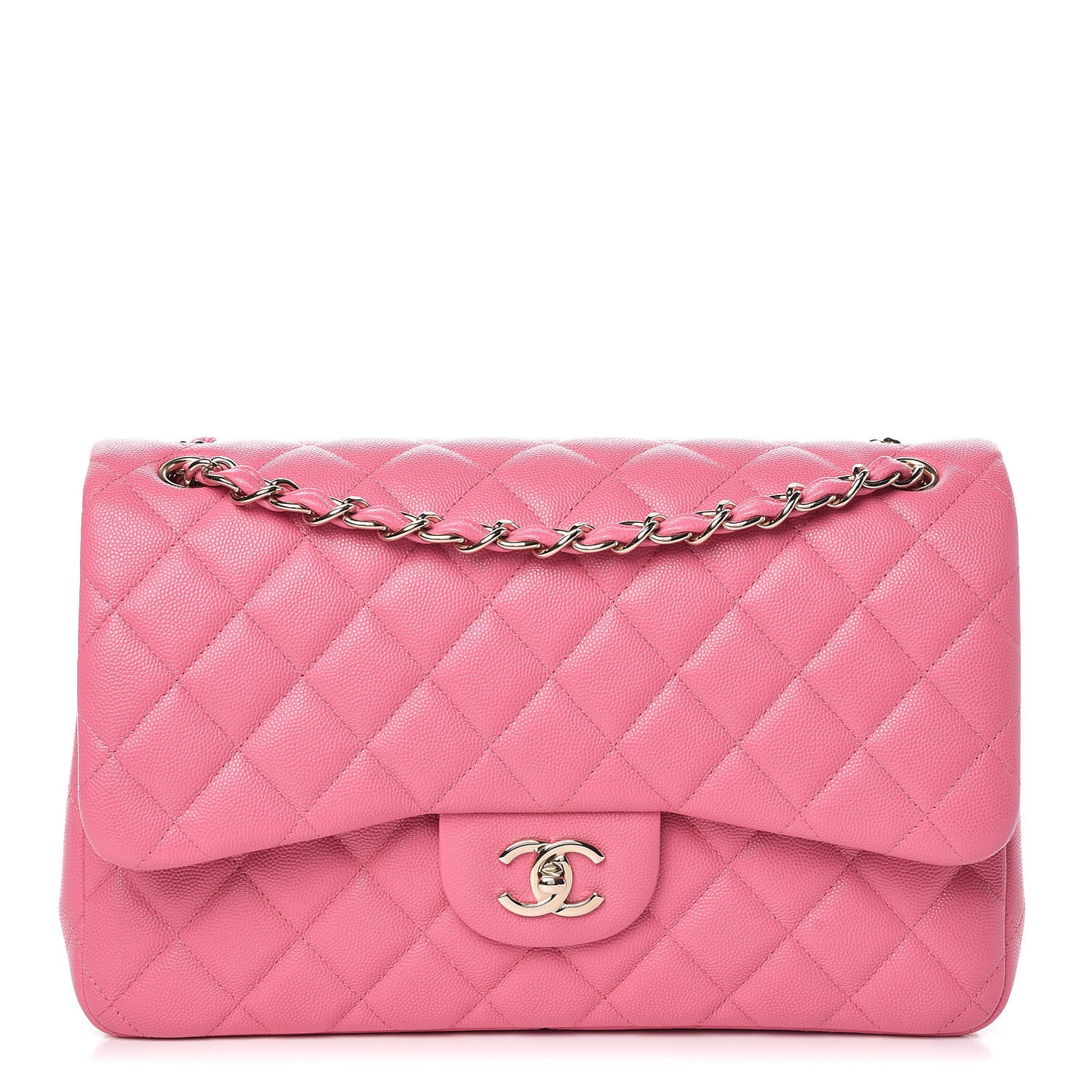 Caviar Quilted Jumbo Double Flap Pink