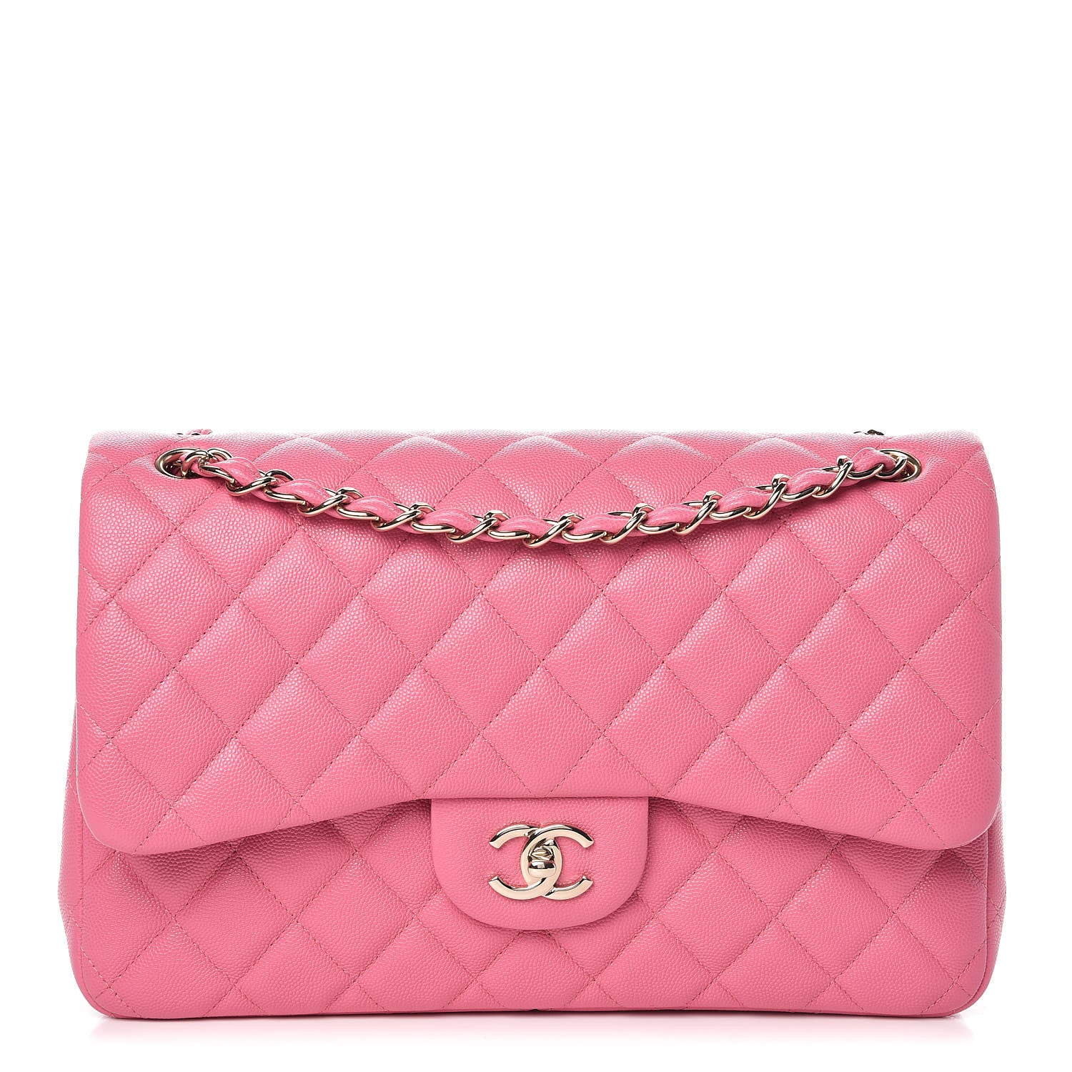 Chanel Caviar Quilted Jumbo Double Flap Pink 1 of 10