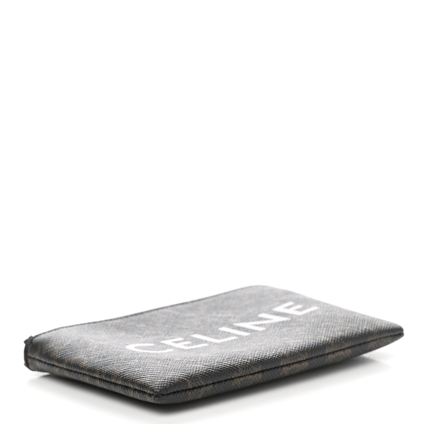 Triomphe Canvas Logo Coin and Card Pouch With Hook Black