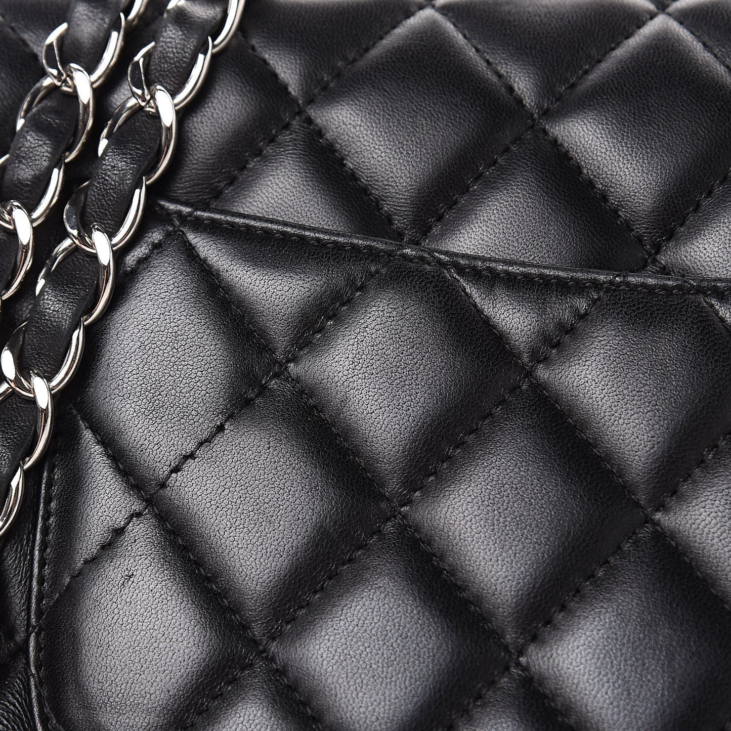 Lambskin Quilted Jumbo Single Flap Black