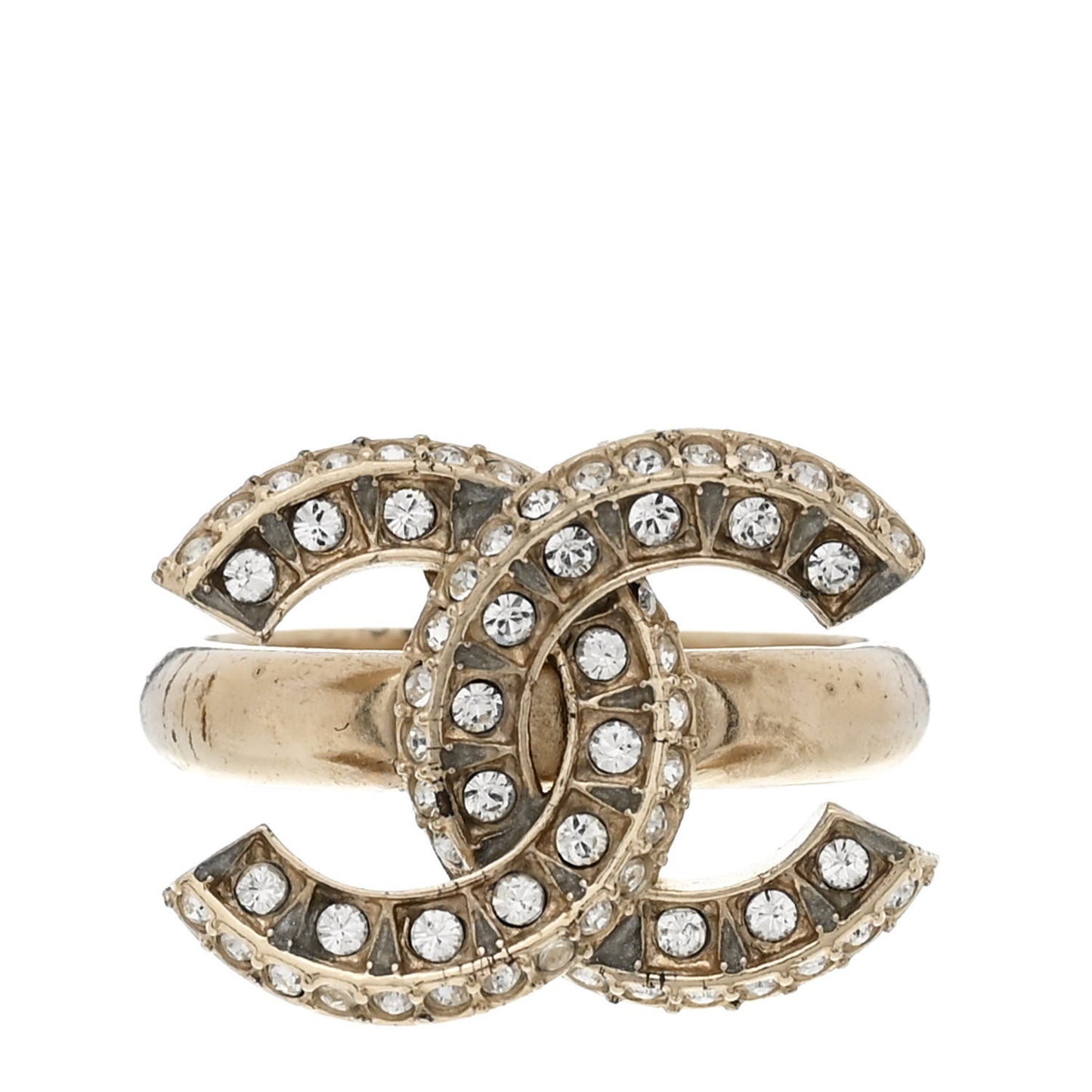 Metal Crystal CC Ring 49 5 Gold