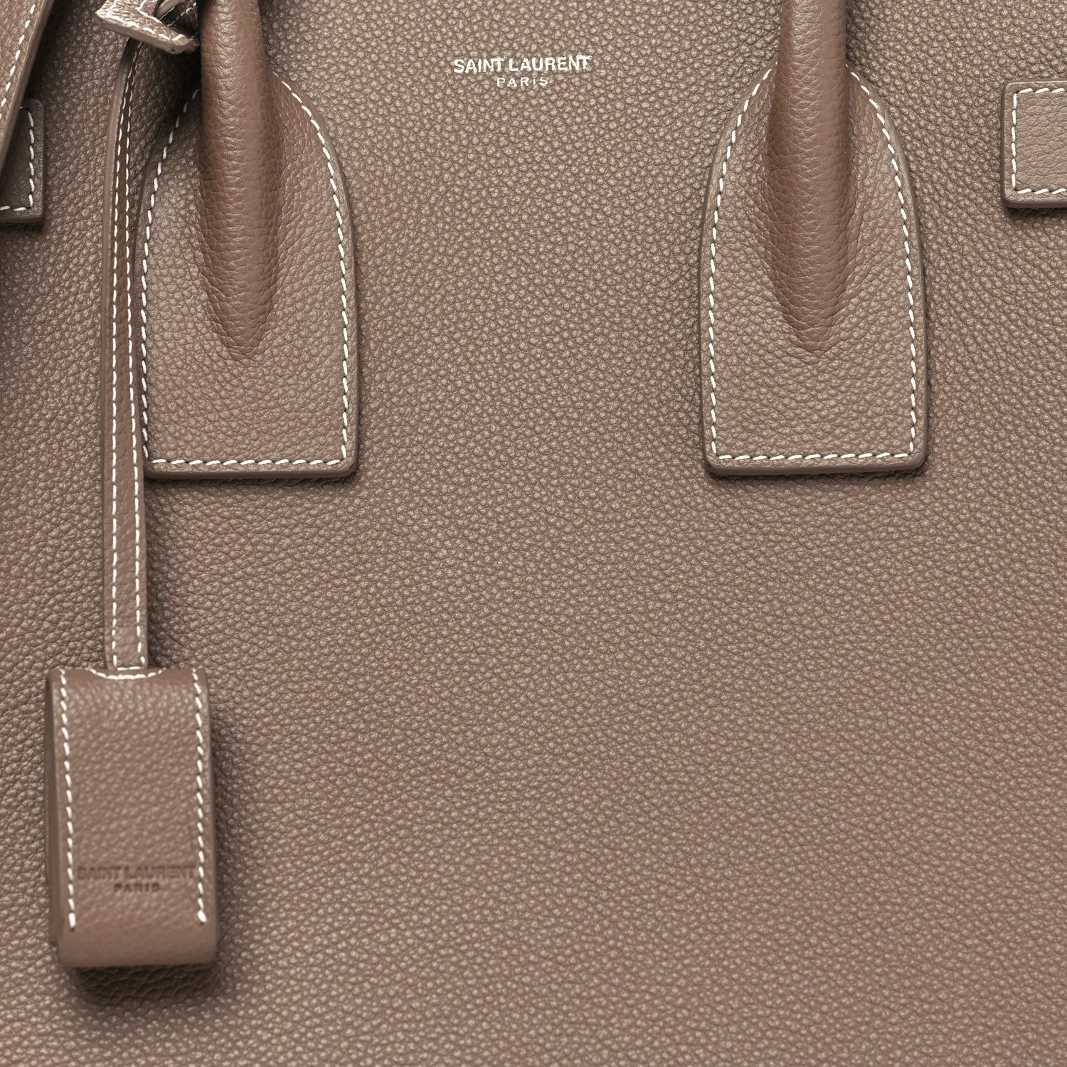 Saint Laurent Grained Calfskin Topstitch Small Classic Sac De Jour Taupe 7 of 10