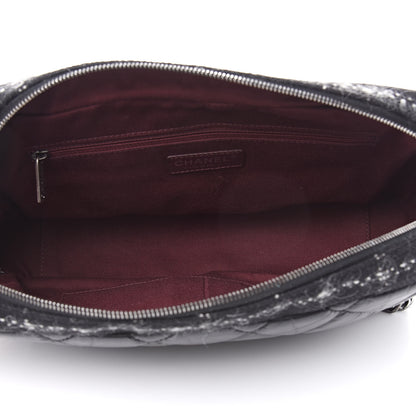 Chanel Aged Calfskin Tweed Jumbo New Portobello Flap Black 5 of 9
