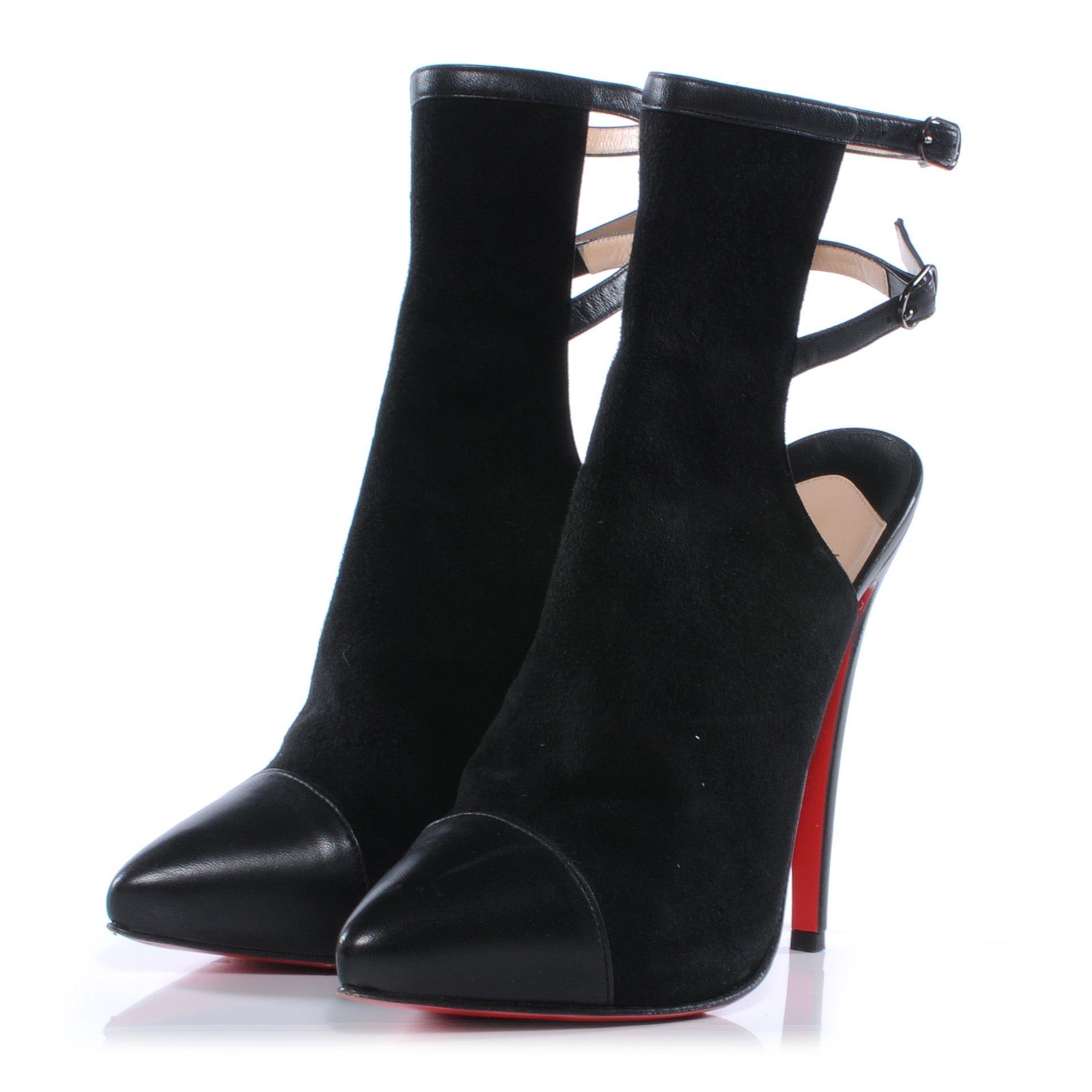 Christian Louboutin Suede Lynn 150 Backless Boots Heels 38.5 Black 2 of 6