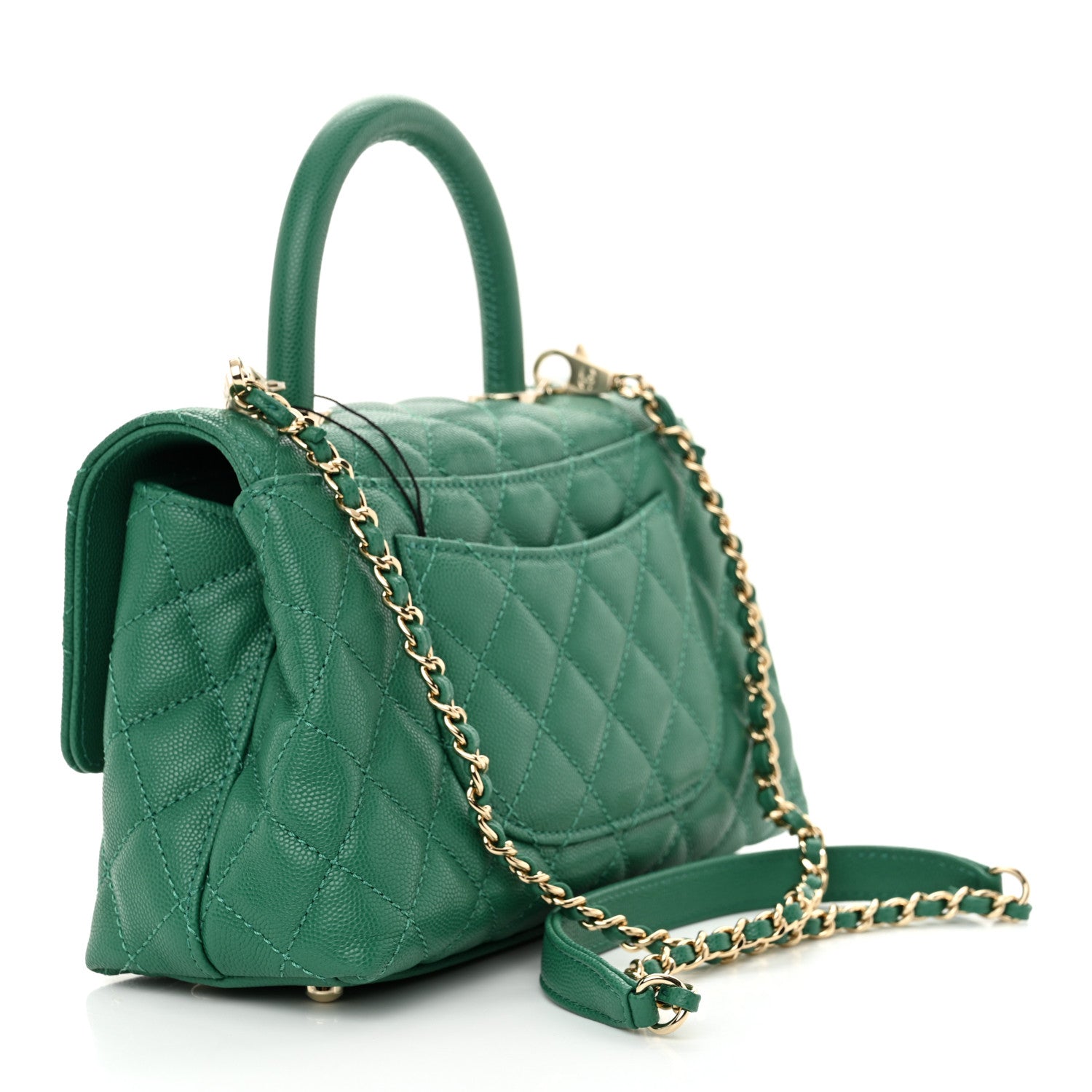 Chanel Caviar Quilted Mini Coco Handle Flap Green 3 of 9