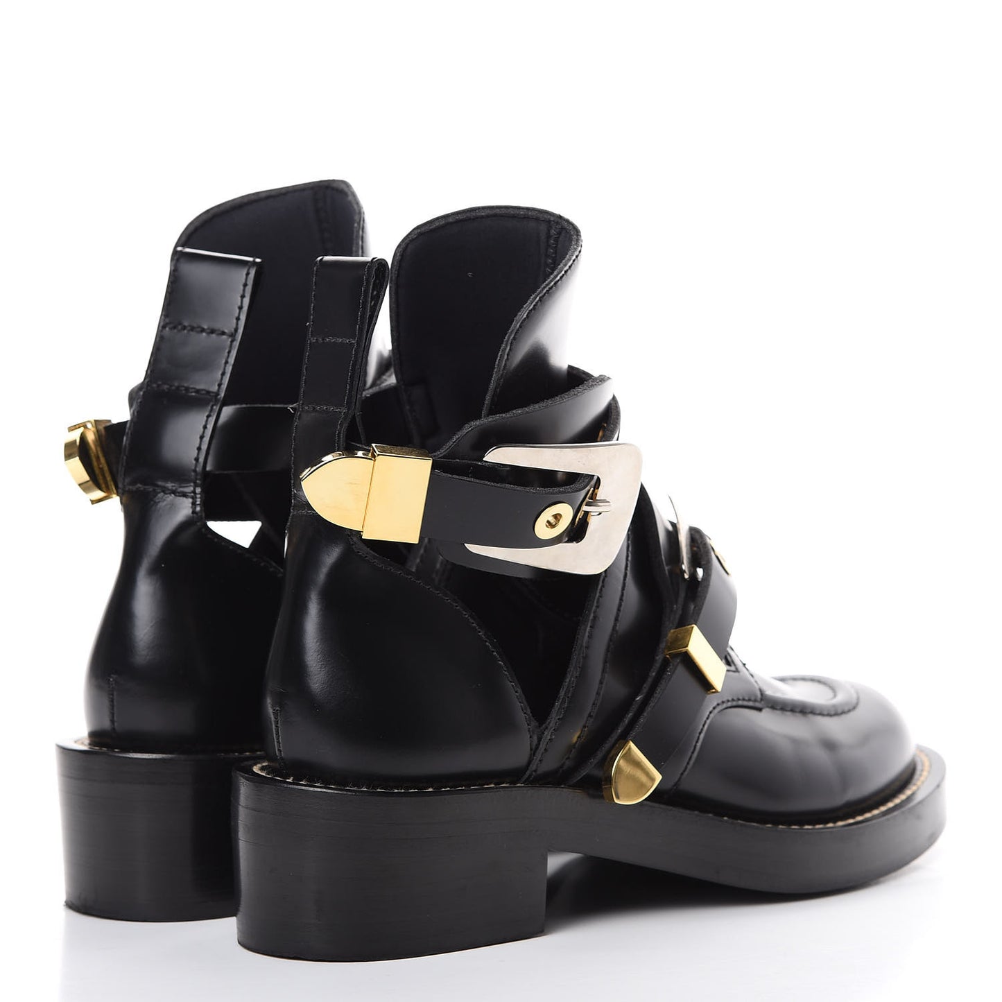 Brushed Calfskin Ceinture Ankle Boots 36 Black