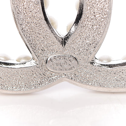 Chanel Pearl Crystal CC Brooch Silver 4 of 5