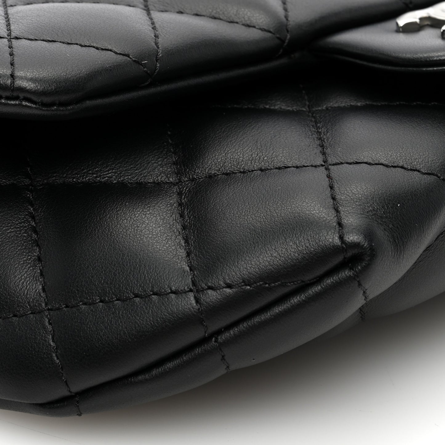 Calfskin Quilted CC Uniform Flap Belt Bag Black