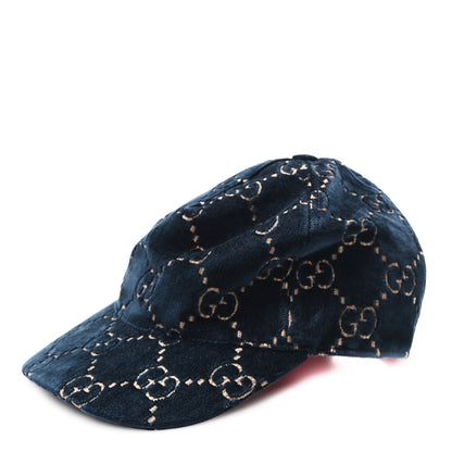 Gucci Velvet GG Monogram Baseball Hat M Blue 1 of 9
