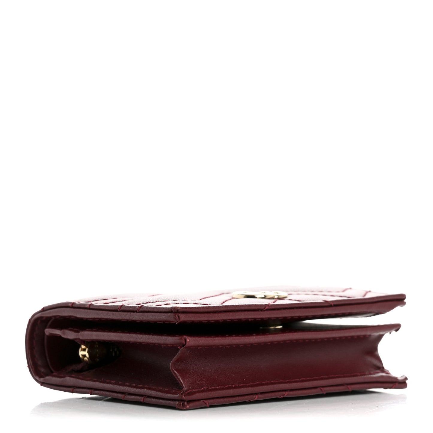 Calfskin Matelasse GG Marmont Card Case Wallet Rosso Ancora