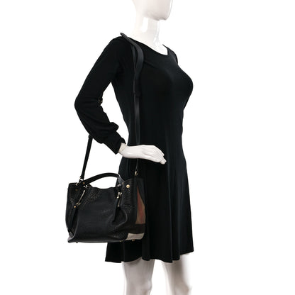 Burberry Grainy Calfskin House Check Small Maidstone Black 3 of 8