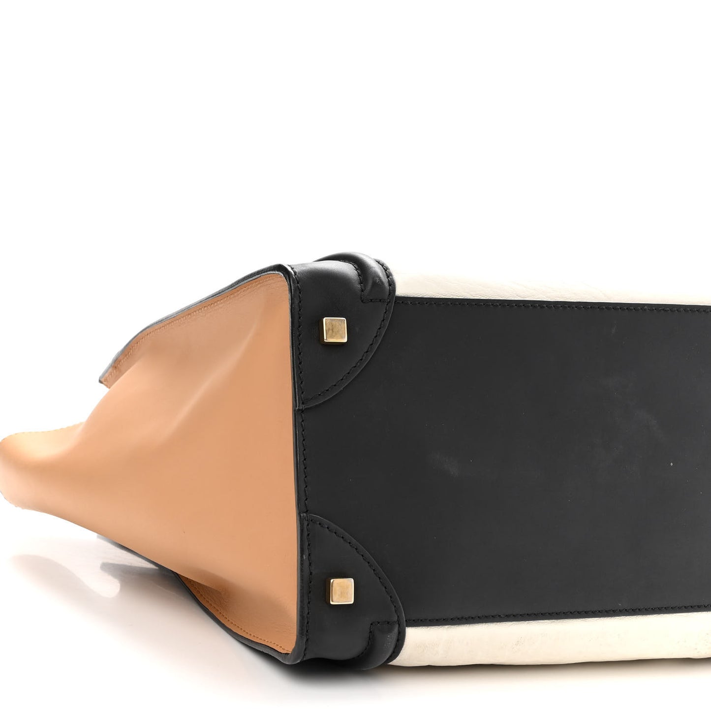 Calfskin Shrunken Lambskin Micro Tri-Color Luggage Black Brown White