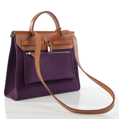 Hermes Vache Hunter Toile Herbag Zip 31 PM Fauve Cassis 3 of 18
