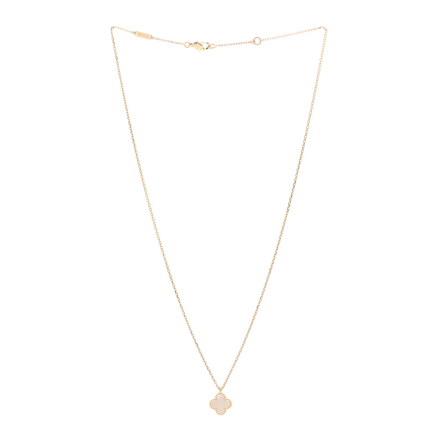 Van Cleef & Arpels 18K Yellow Gold Mother of Pearl Sweet Alhambra Pendant Necklace 3 of 5