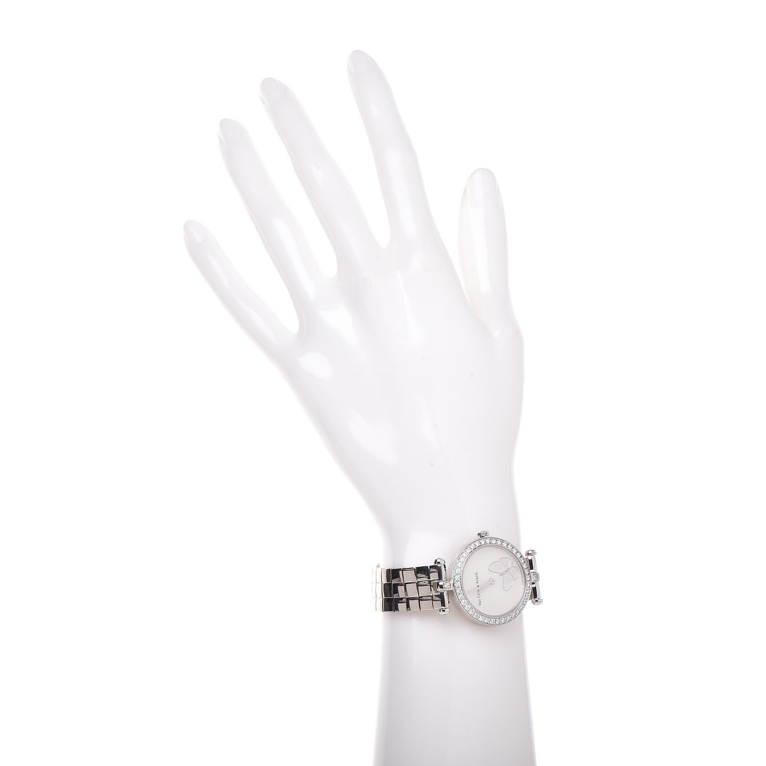 Van Cleef & Arpels 18K White Gold Diamond Bezel Mother of Pearl 28mm Lady Arpels Papillon Quartz Watch 2 of 6