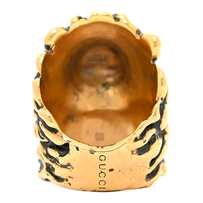Gucci Metal Crystal Lion Head Ring 5.25 Purple Aged Gold 3 of 7