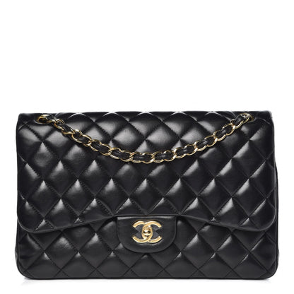 Chanel Lambskin Quilted Jumbo Double Flap Black 1 of 11