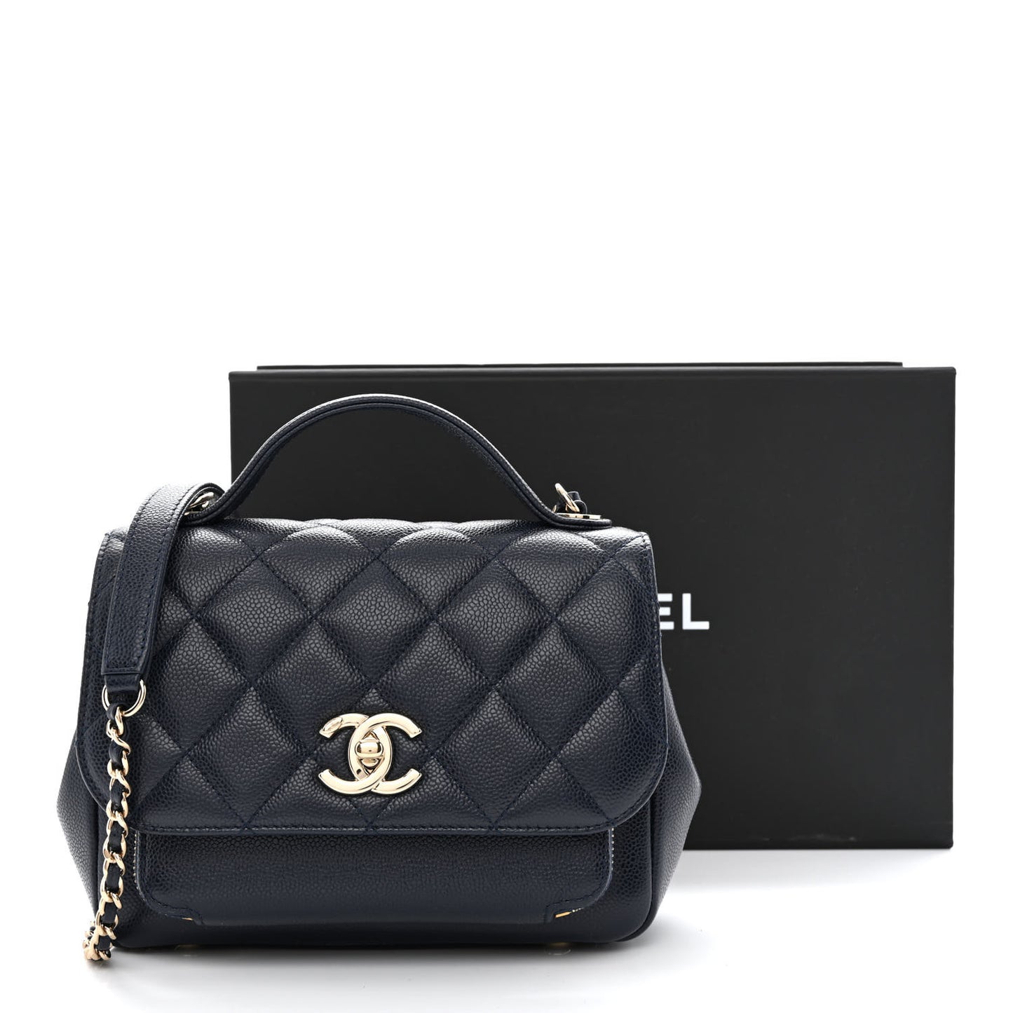 Caviar Quilted Small Business Affinity Flap Navy