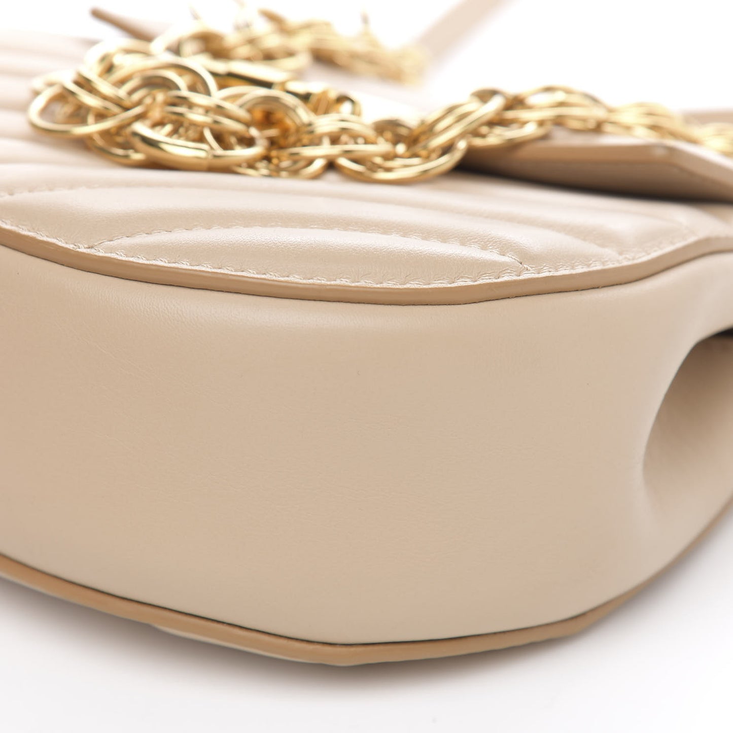 Calfskin Quilted Mini Drew Bijou Shoulder Bag Pearl Beige