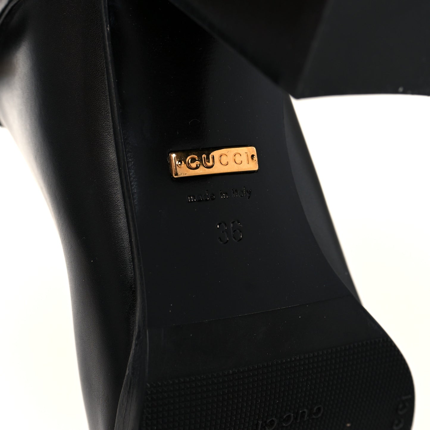 Calfskin Double G Knee High Boots 36 Black