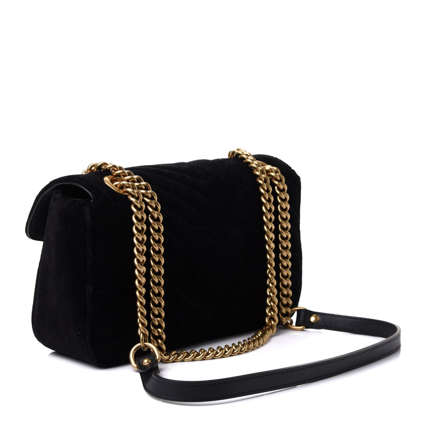 Velvet Matelasse Small GG Marmont Shoulder Bag Black