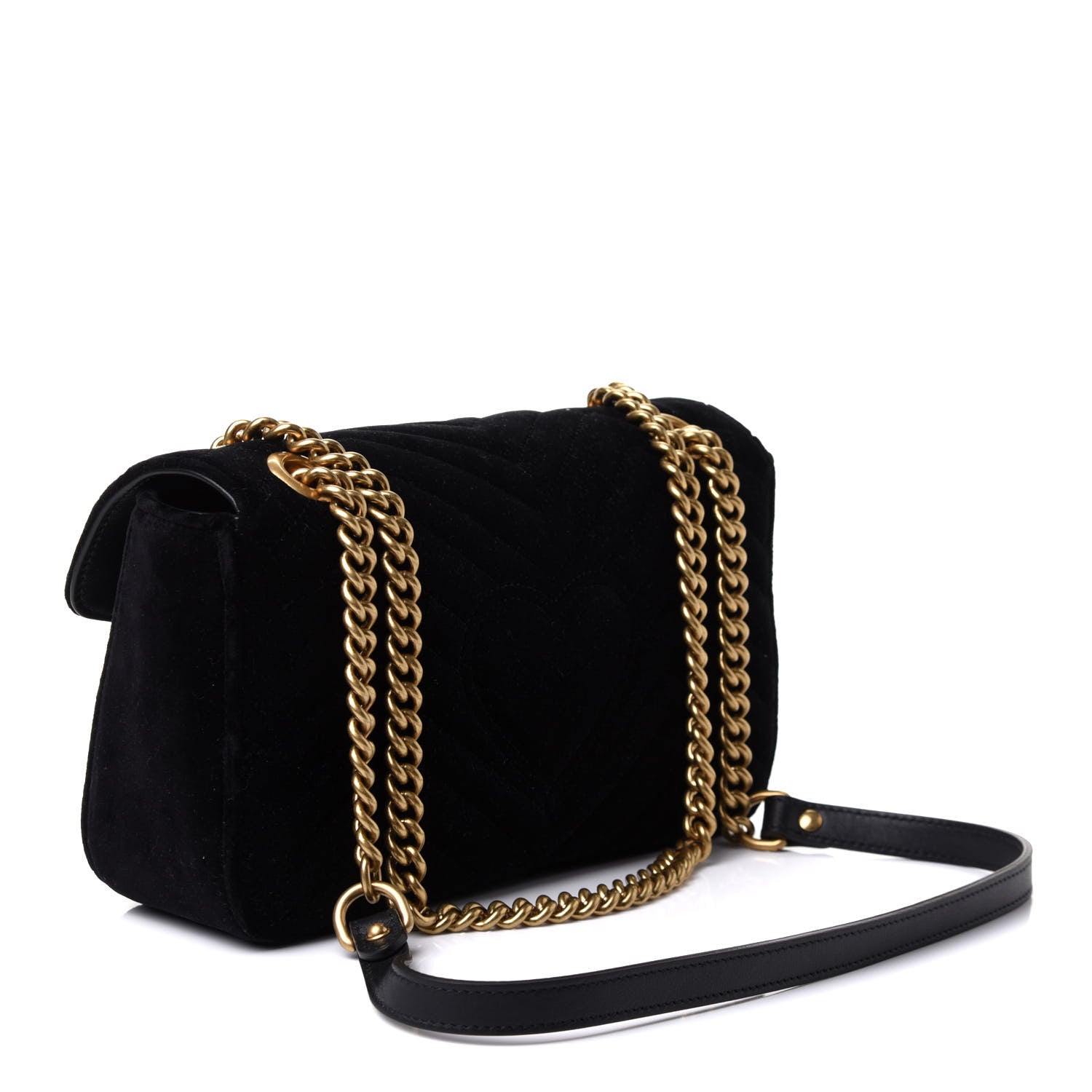 Gucci Velvet Matelasse Small GG Marmont Shoulder Bag Black 3 of 12