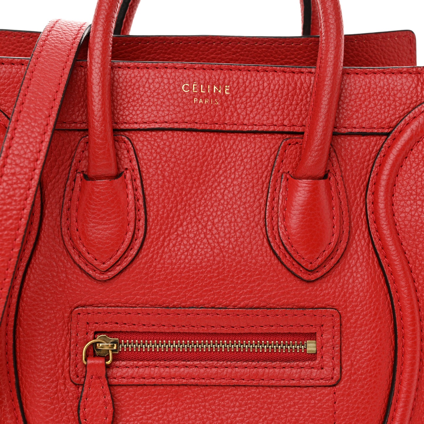 Drummed Calfskin Nano Luggage Red