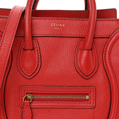 Celine Drummed Calfskin Nano Luggage Red 7 of 15
