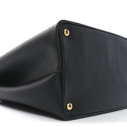 Prada Saffiano Cuir Large Double Bag Black Fuoco 8 of 9