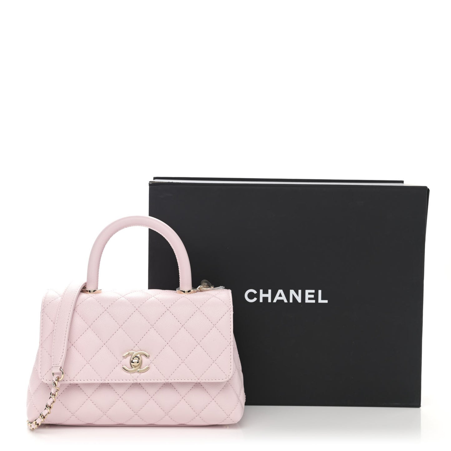 Caviar Quilted Mini Coco Handle Flap Light Pink