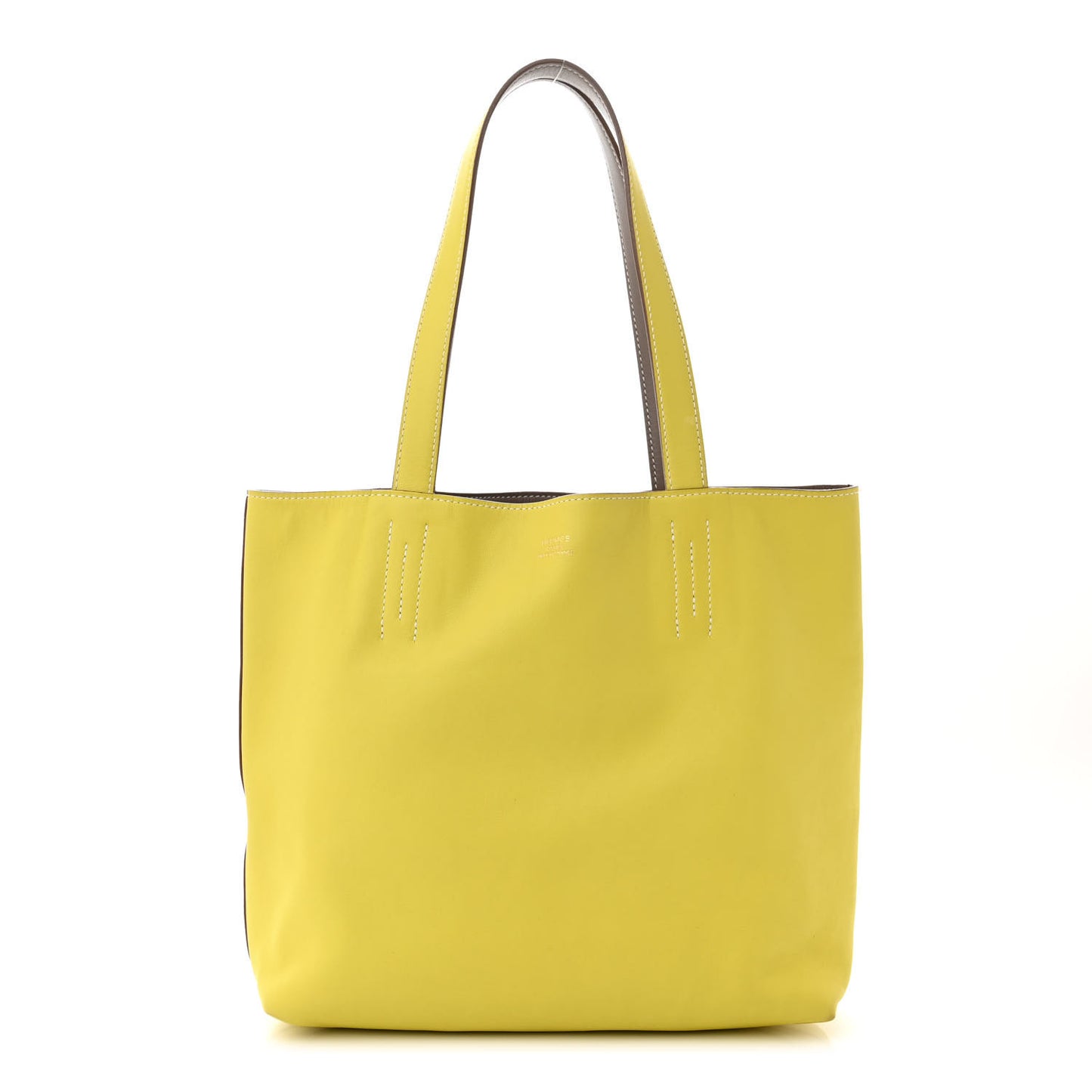 Veau Sikkim Swift Double Sens 28 Reversible Tote Lime Etoupe