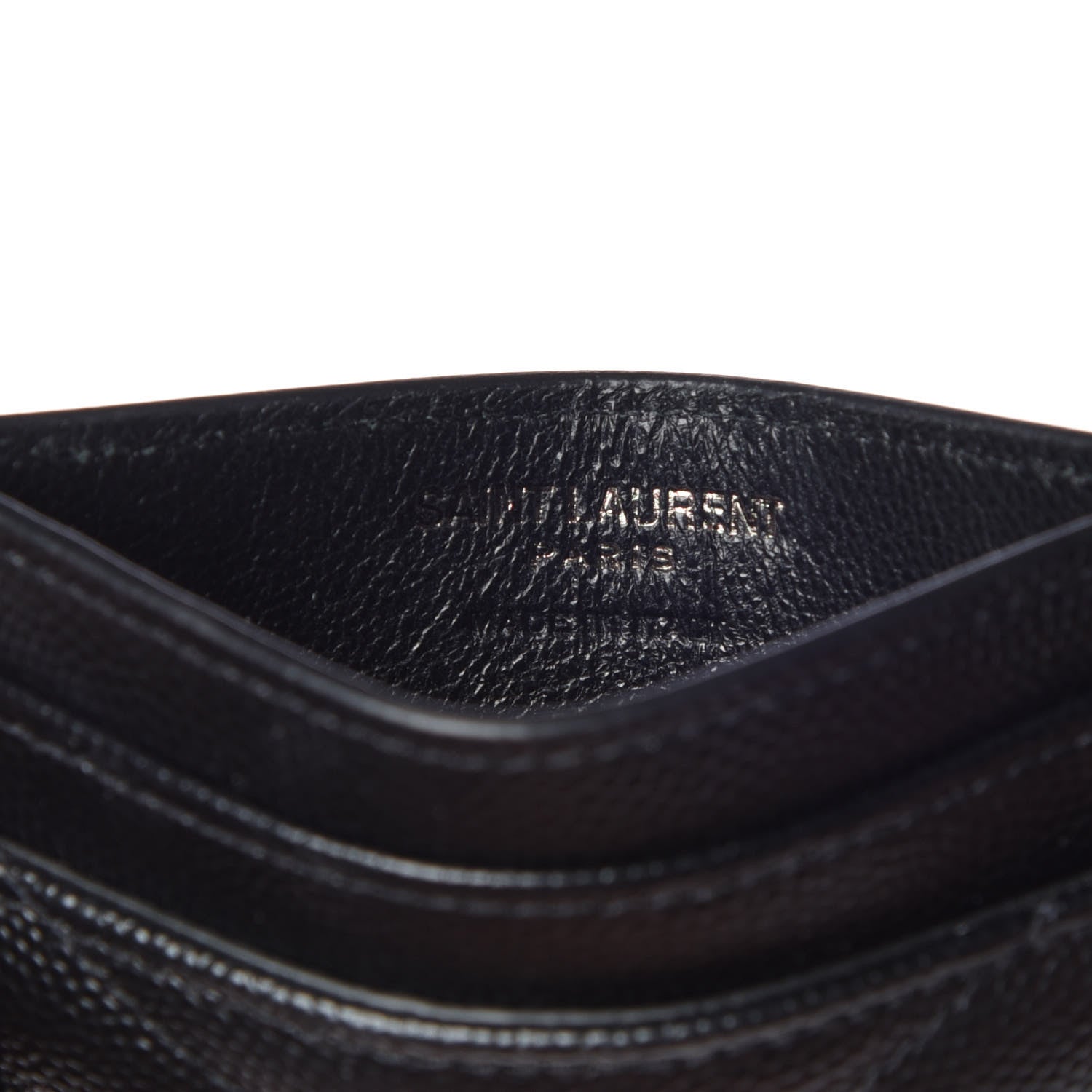 Saint Laurent Grain De Poudre Matelasse Chevron Monogram Credit Card Case Black 9 of 10