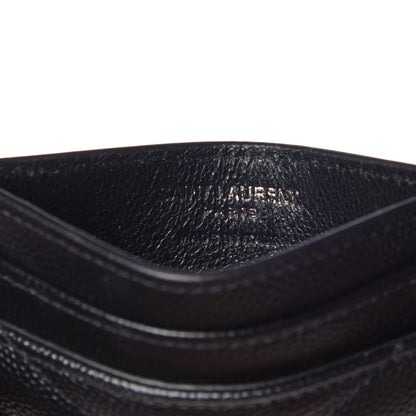 Saint Laurent Grain De Poudre Matelasse Chevron Monogram Credit Card Case Black 9 of 10