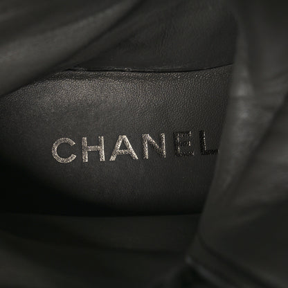 Chanel Calfskin CC Lace Up Combat Boots 38.5 Gray 8 of 11
