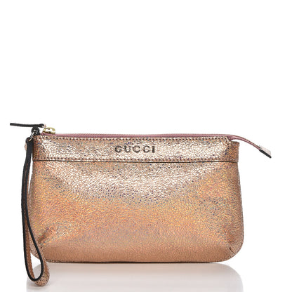 Gucci Metallic Crackled Calfskin Wristlet Salmone 1 of 8