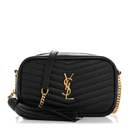 Saint Laurent Grain De Poudre Matelasse Monogram Mini Lou Camera Bag Black 1 of 11