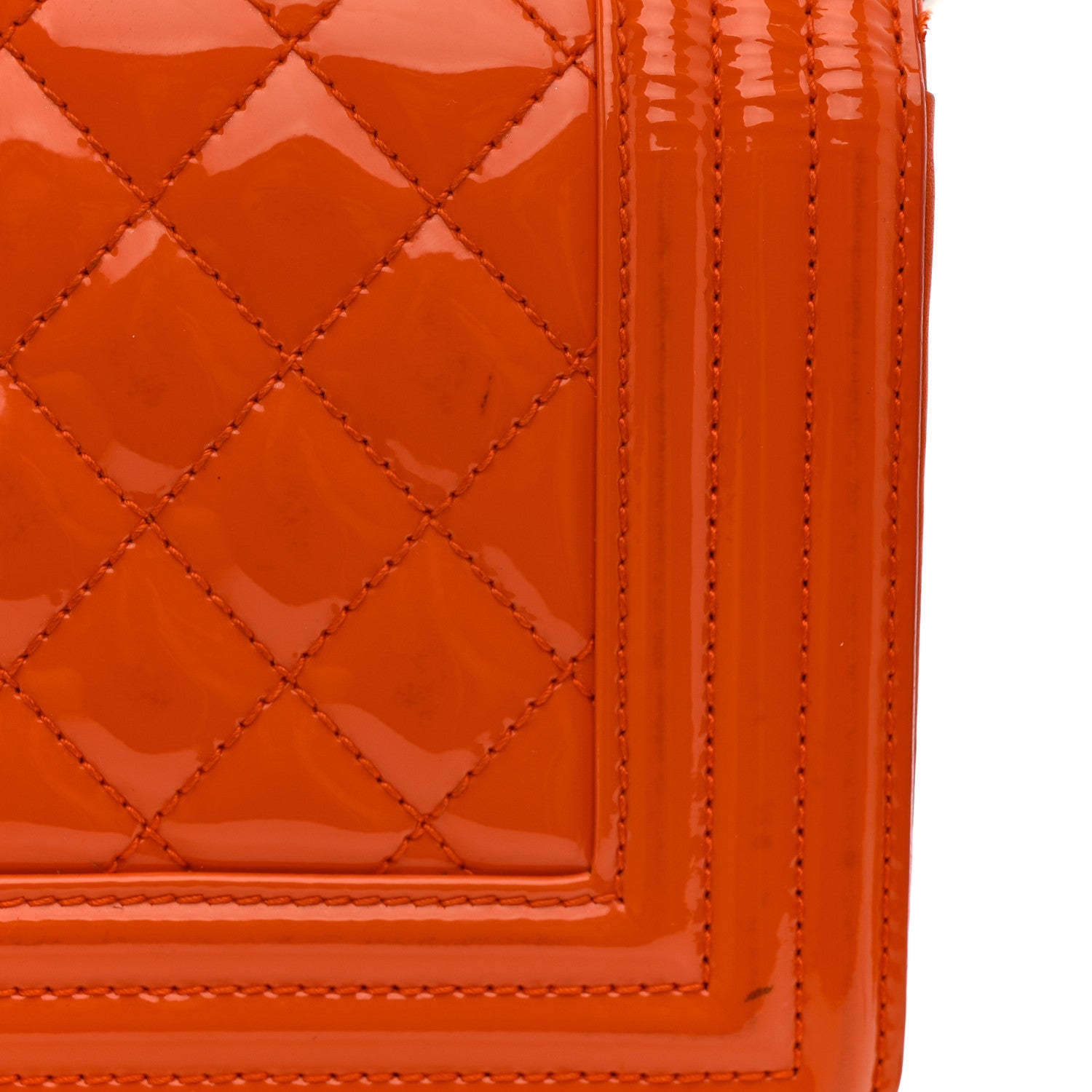 Chanel Patent Calfskin Quilted Small Plexiglass Boy Flap Orange 13 of 13