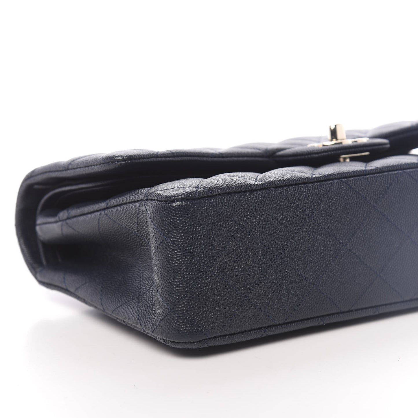 Caviar Quilted Medium Double Flap Navy