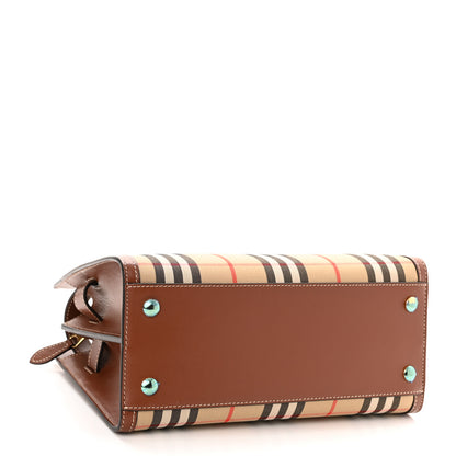 Burberry Calfskin Vintage Check Mini Two Handle Title Bag Archive Beige 4 of 8
