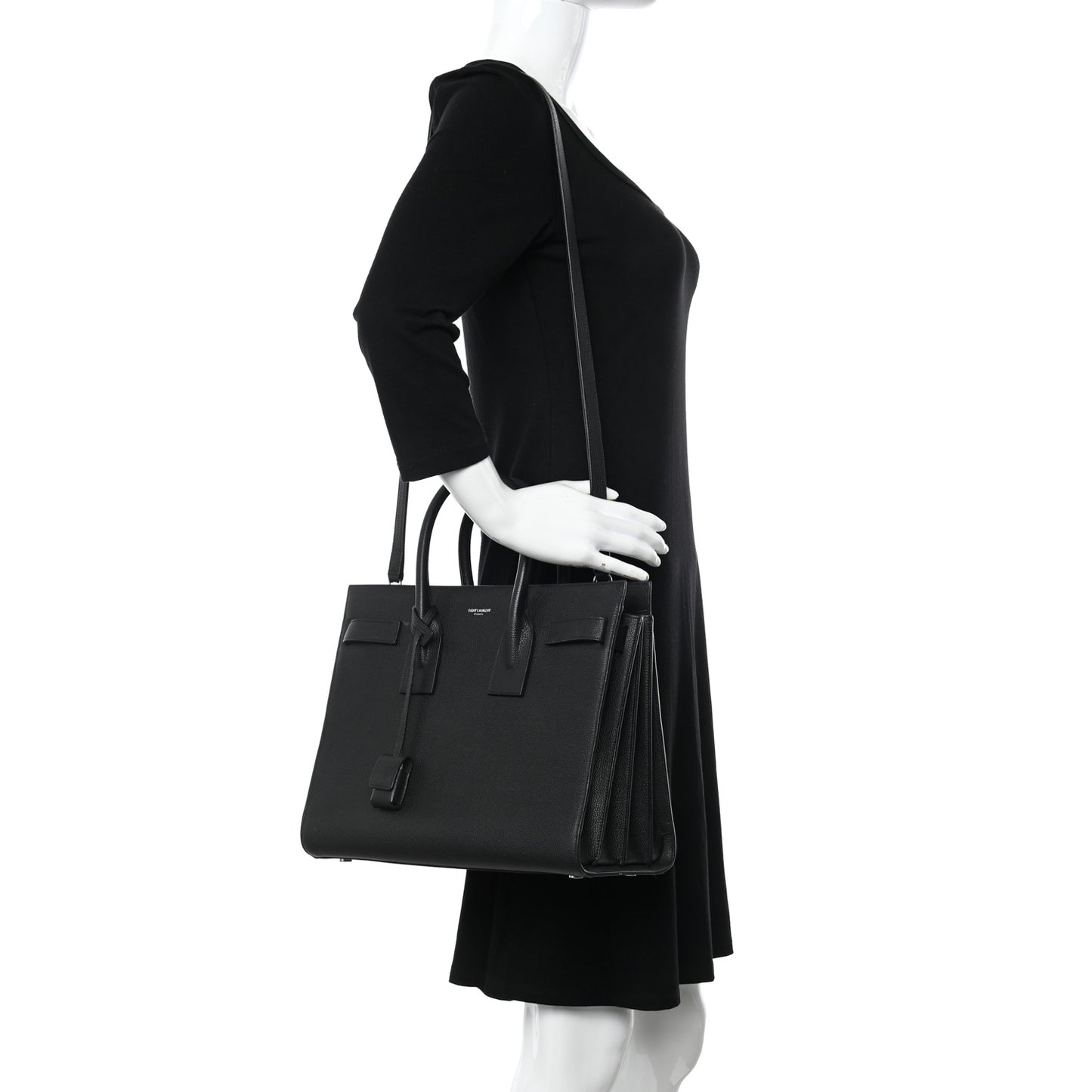 Grained Calfskin Small Sac De Jour Black