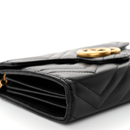 Gucci Calfskin Matelasse GG Marmont Chain Wallet Black 8 of 9