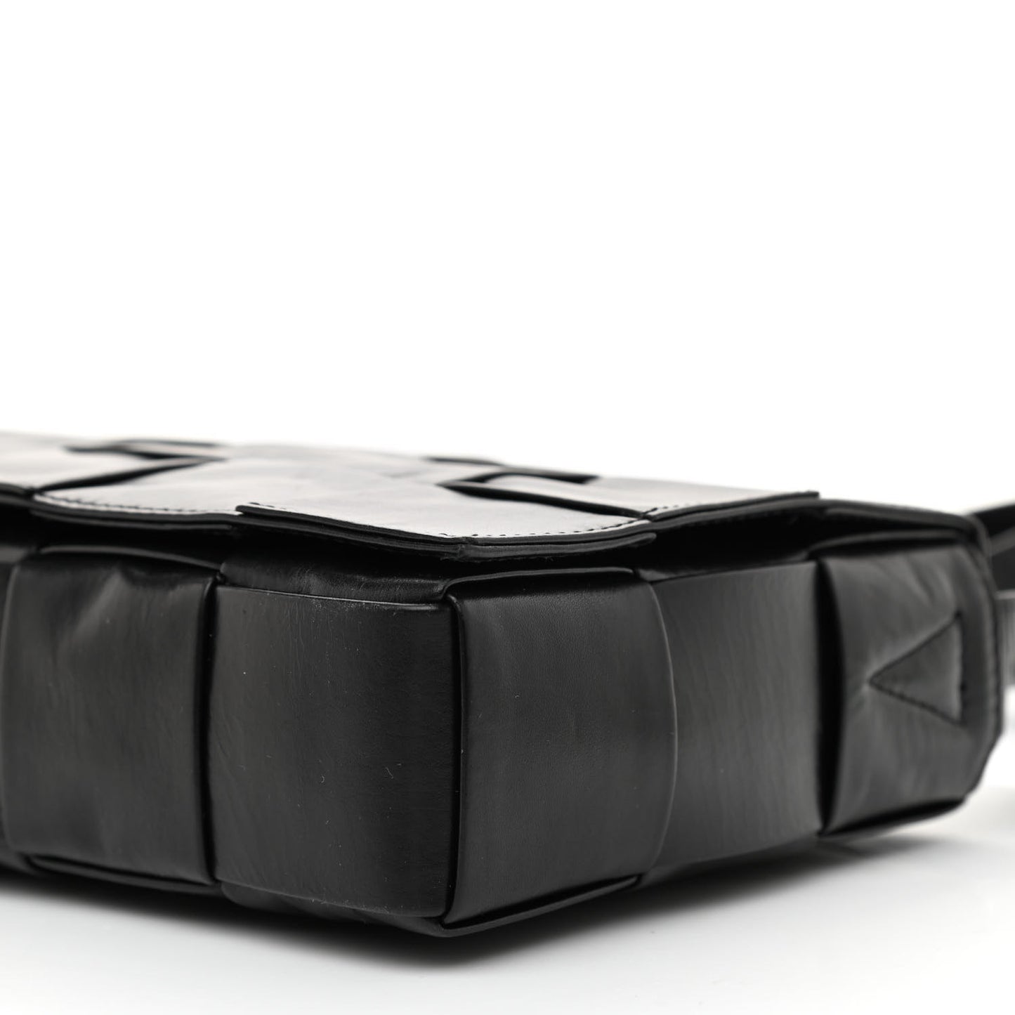 Paper Calfskin Maxi Intreccio Cassette Crossbody Bag Black