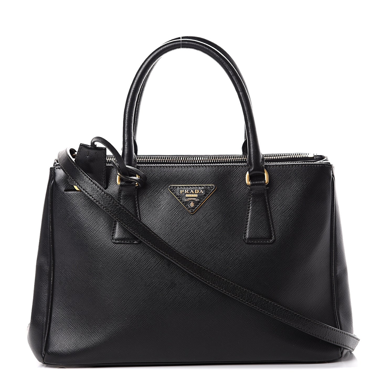Saffiano Small Galleria Double Zip Tote Black