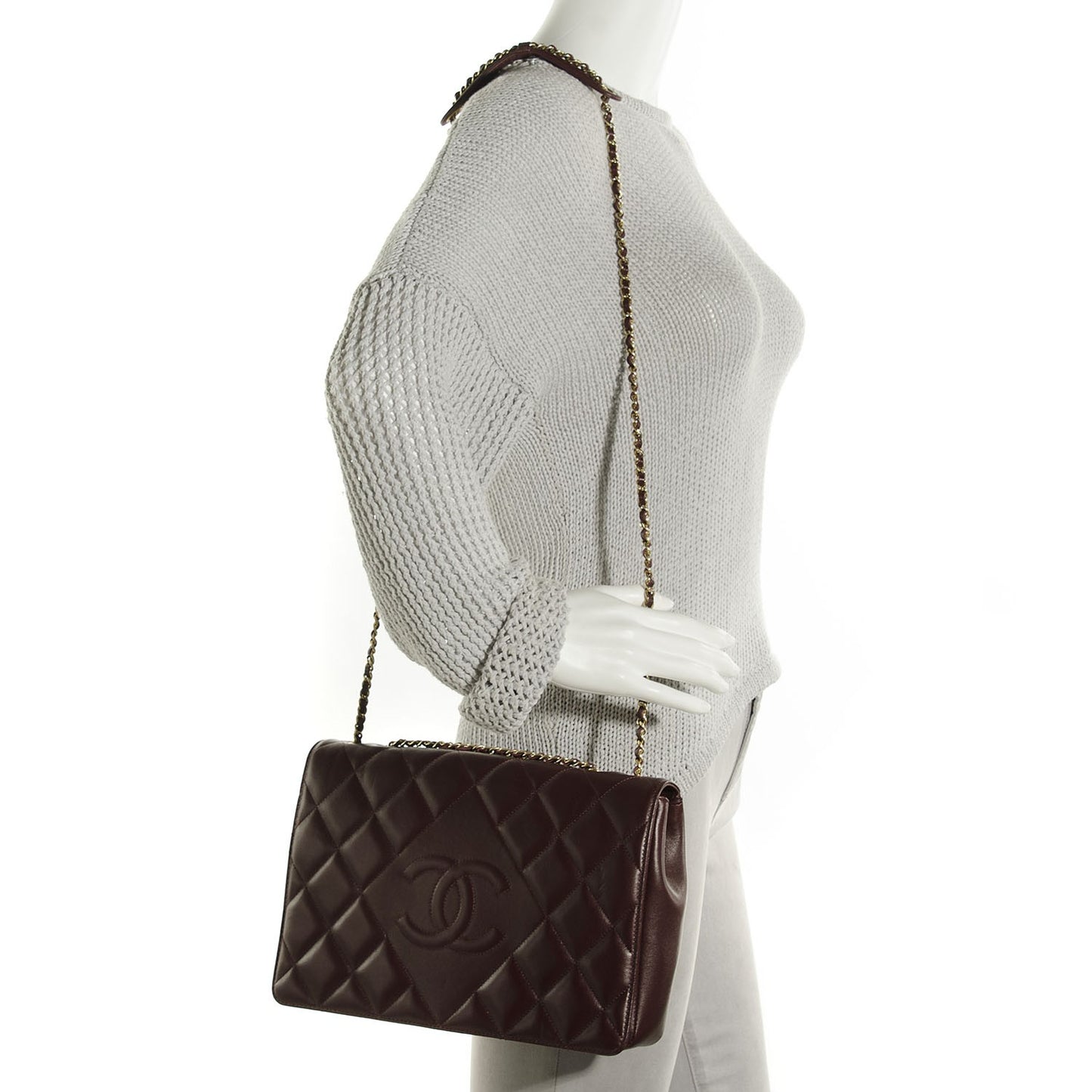 Lambskin Quilted Medium Diamond CC Flap Burgundy