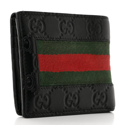 Gucci Guccissima Signature Web New Web Bi-Fold Coin Wallet Black 3 of 7