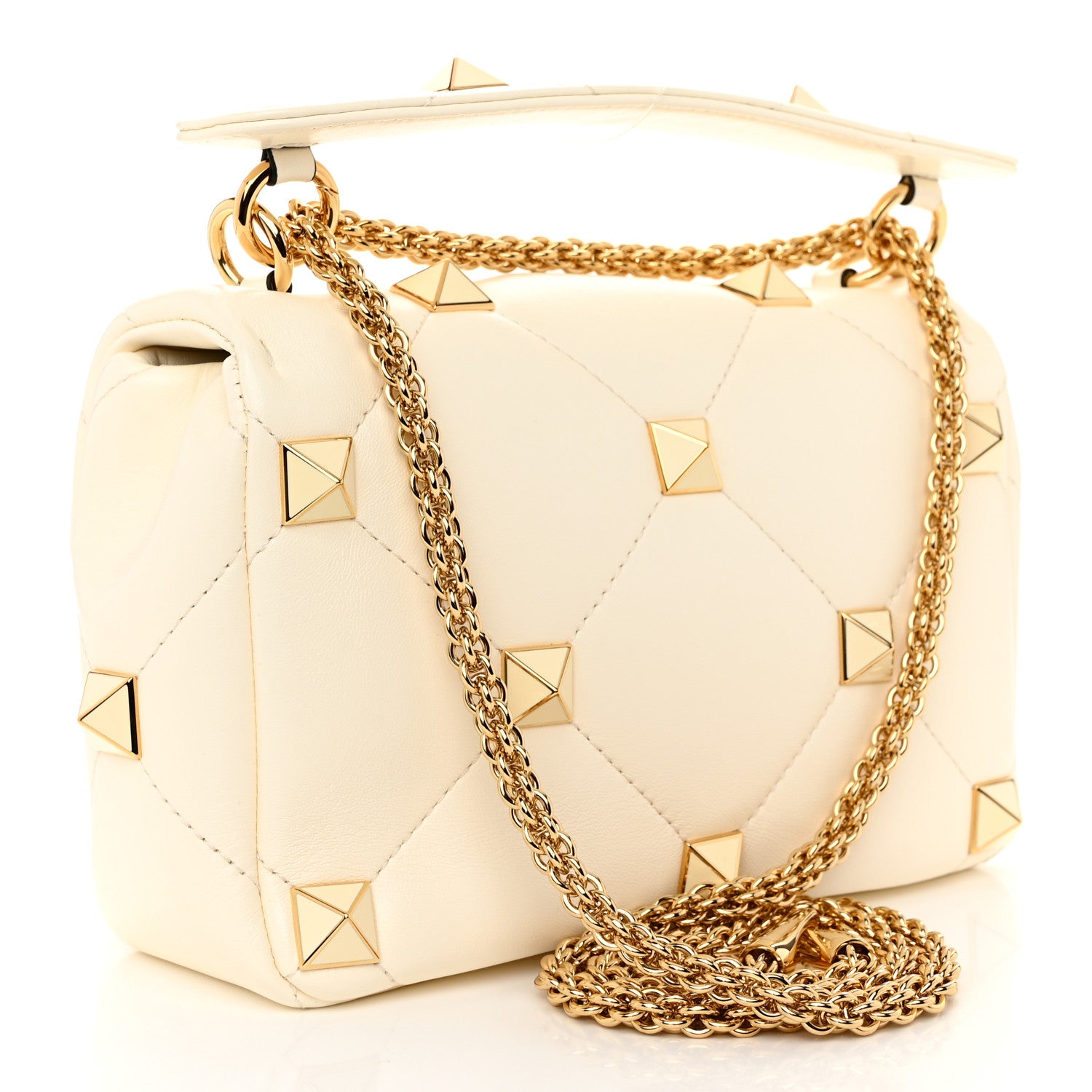 Valentino Garavani Nappa Enamel Medium Roman Stud Shoulder Bag Bag Ivory 3 of 10