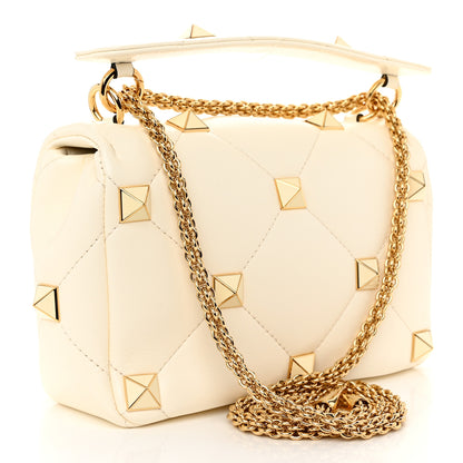 Valentino Garavani Nappa Enamel Medium Roman Stud Shoulder Bag Bag Ivory 3 of 10