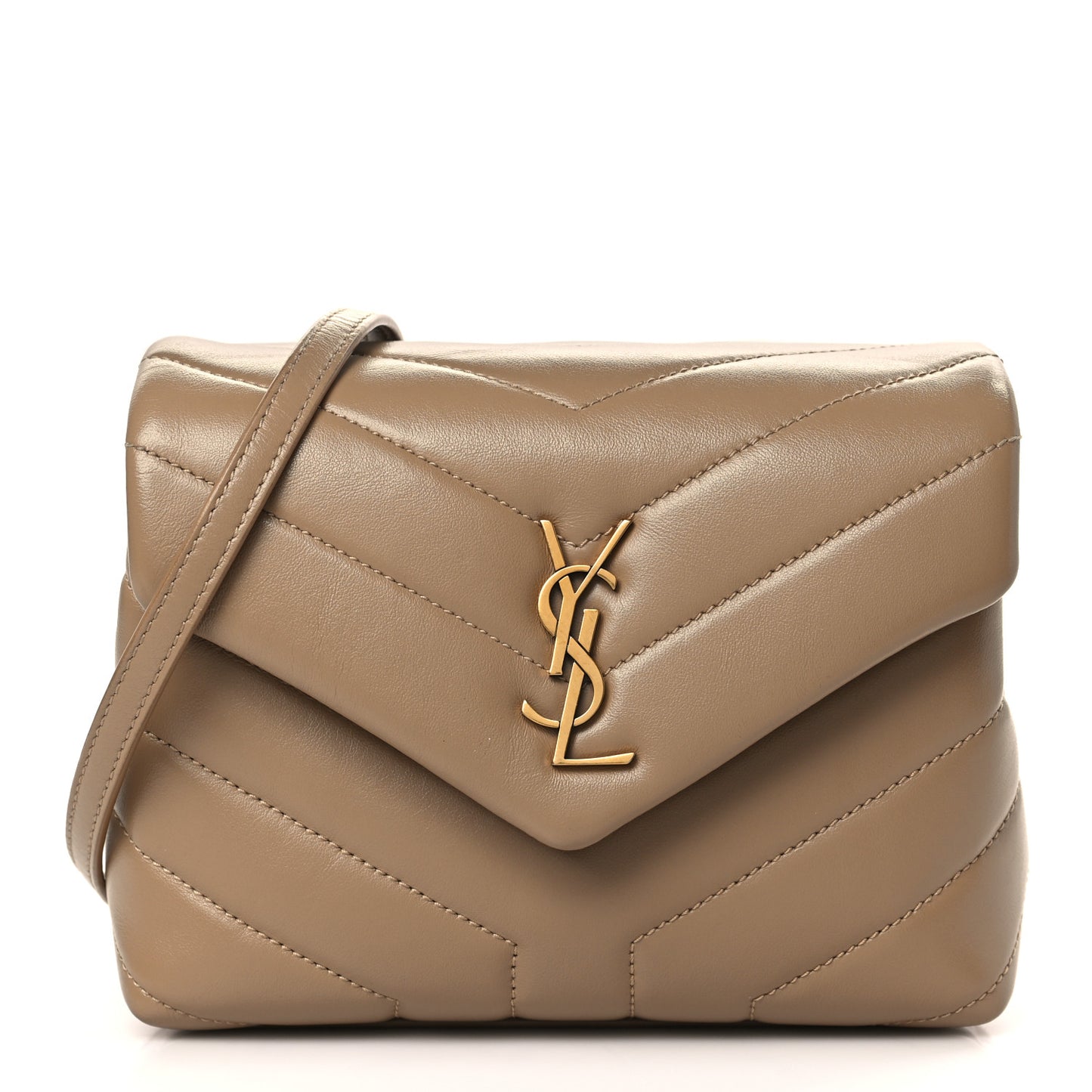Calfskin Y Quilted Monogram Toy Loulou Crossbody Bag Dark Beige